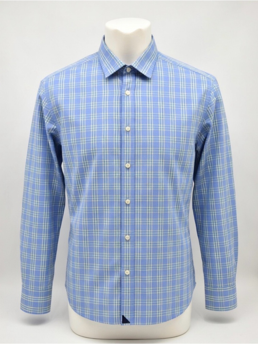 UNTUCKit Light Blue Plaid Wrinkle-Free Men's Button-Down Performance Shirt
